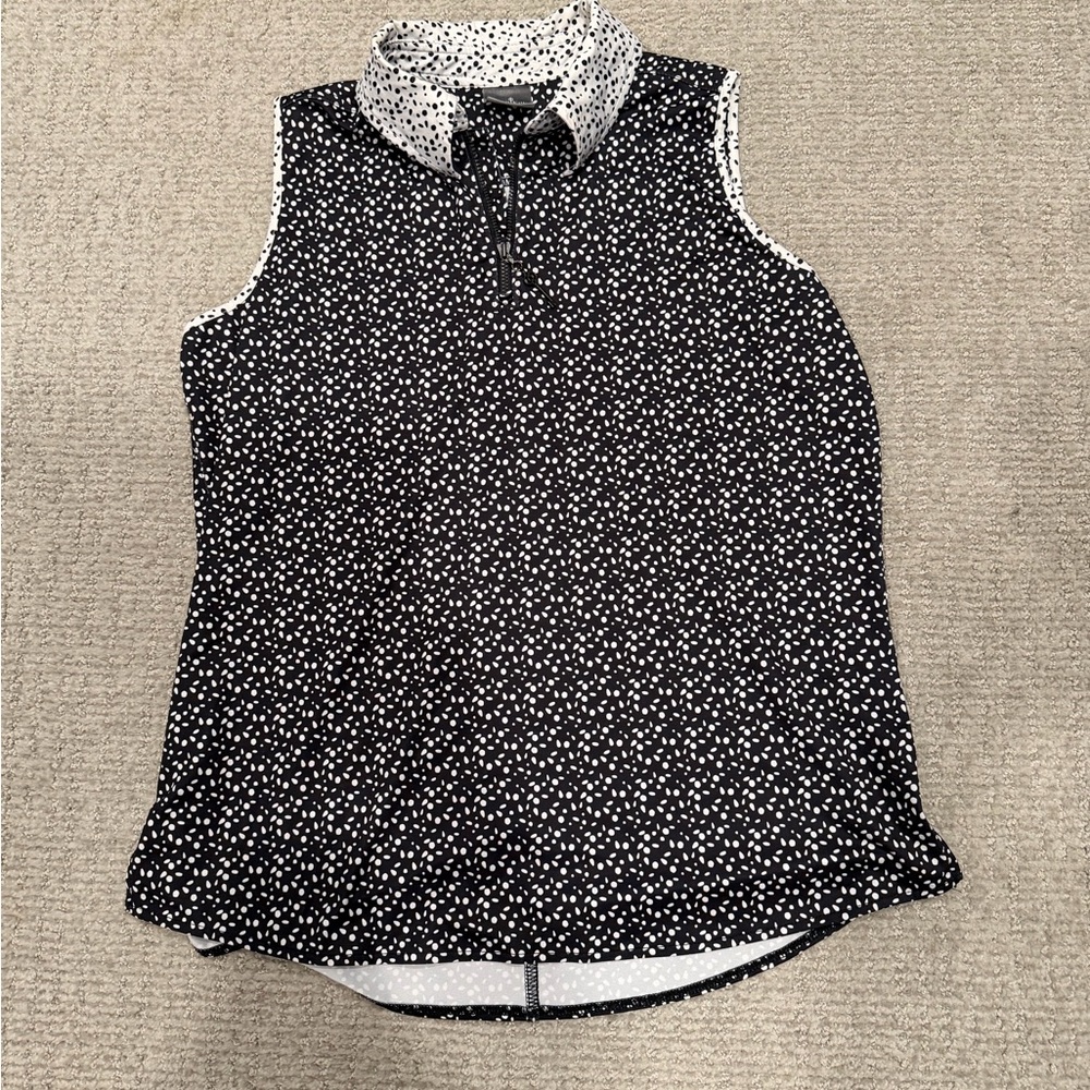 Belyn Key Black and White Dotted Sleeveless Blouse